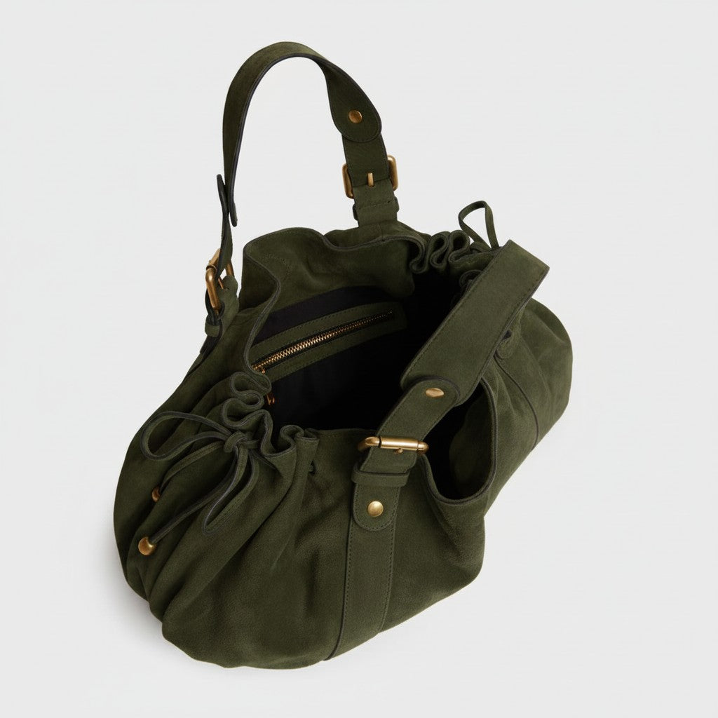 Sac à main Stockholm 26 – Daim premium – Couleur Vert Kaki / 43x25x14cm