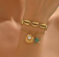 Ensemble Bracelet coquillage couleur OR