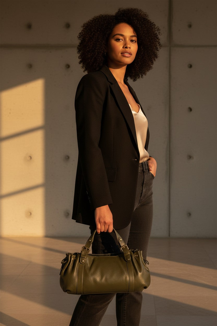 Sac à main Stockholm 26 – Cuir premium Vert Kaki