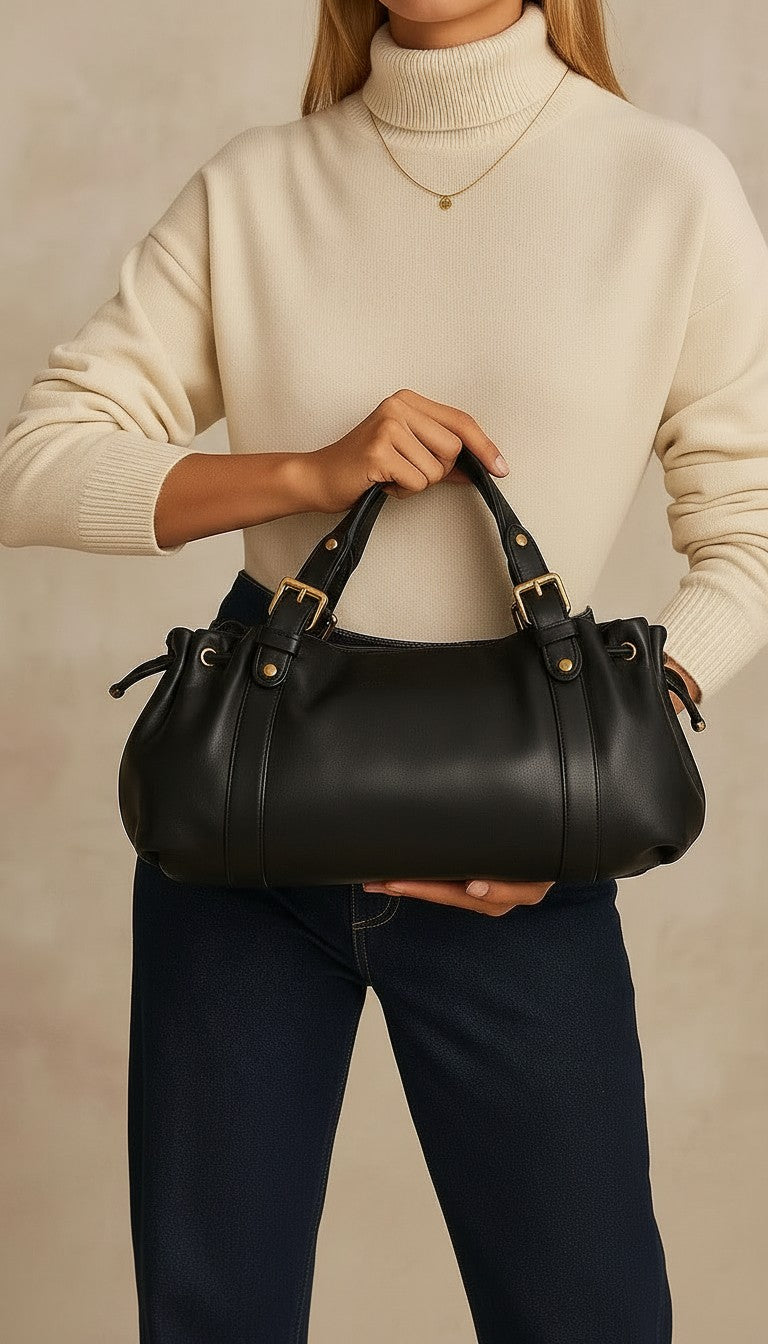 Sac à main Stockholm 26 – Cuir premium Noir / 43x25x14cm