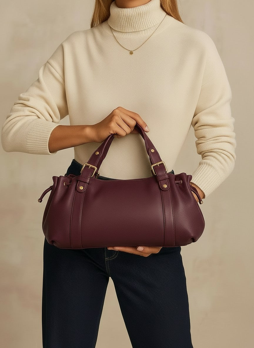 Sac à main Stockholm 26 – Cuir premium Bordeaux / 43x25x14cm