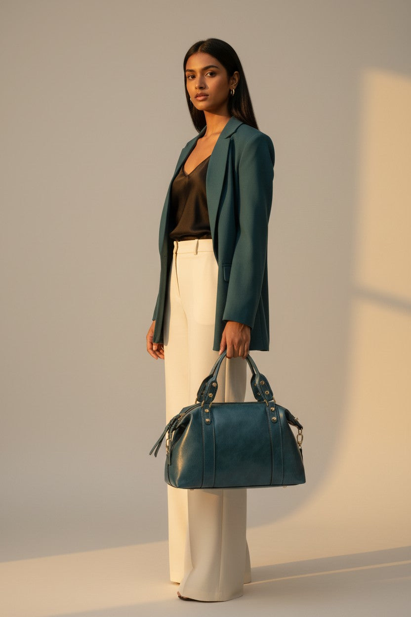 Sac à main Stockholm 24 – Cuir premium Bleu